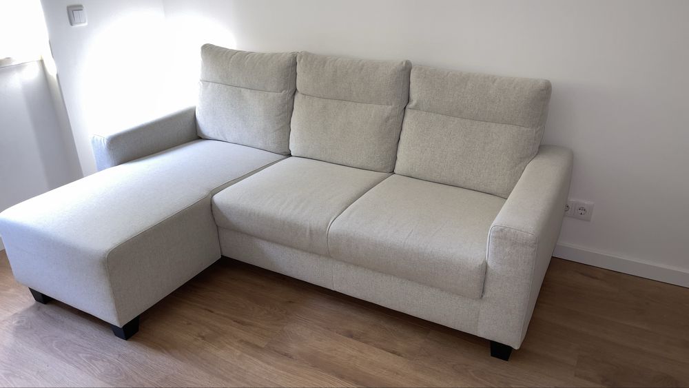 Sofá 3 lugares, c/chaise longue/Gunnared bege