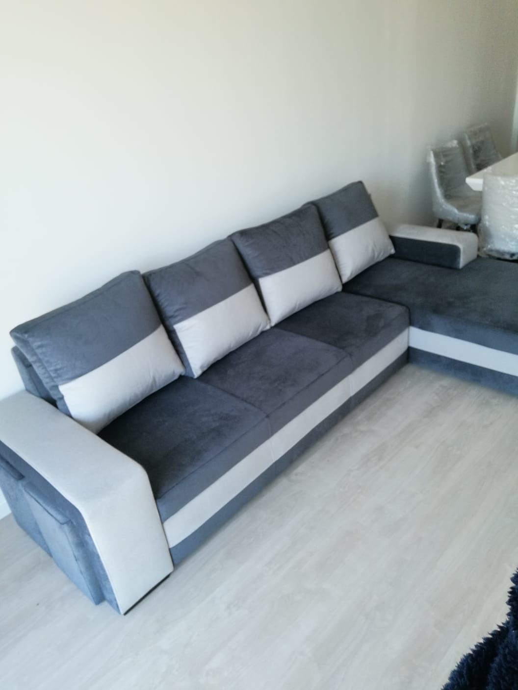 (NOVO) SOFÁ / cama Chaise Long Cinza 3 Metros