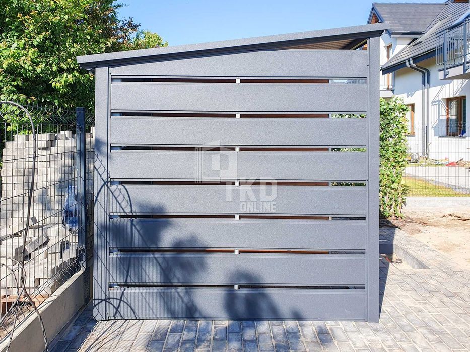 Schowek - Domek Ogrodowy 2X2 + Wiata 1,2M - Brama Dwuskrzydłowa Tkd242