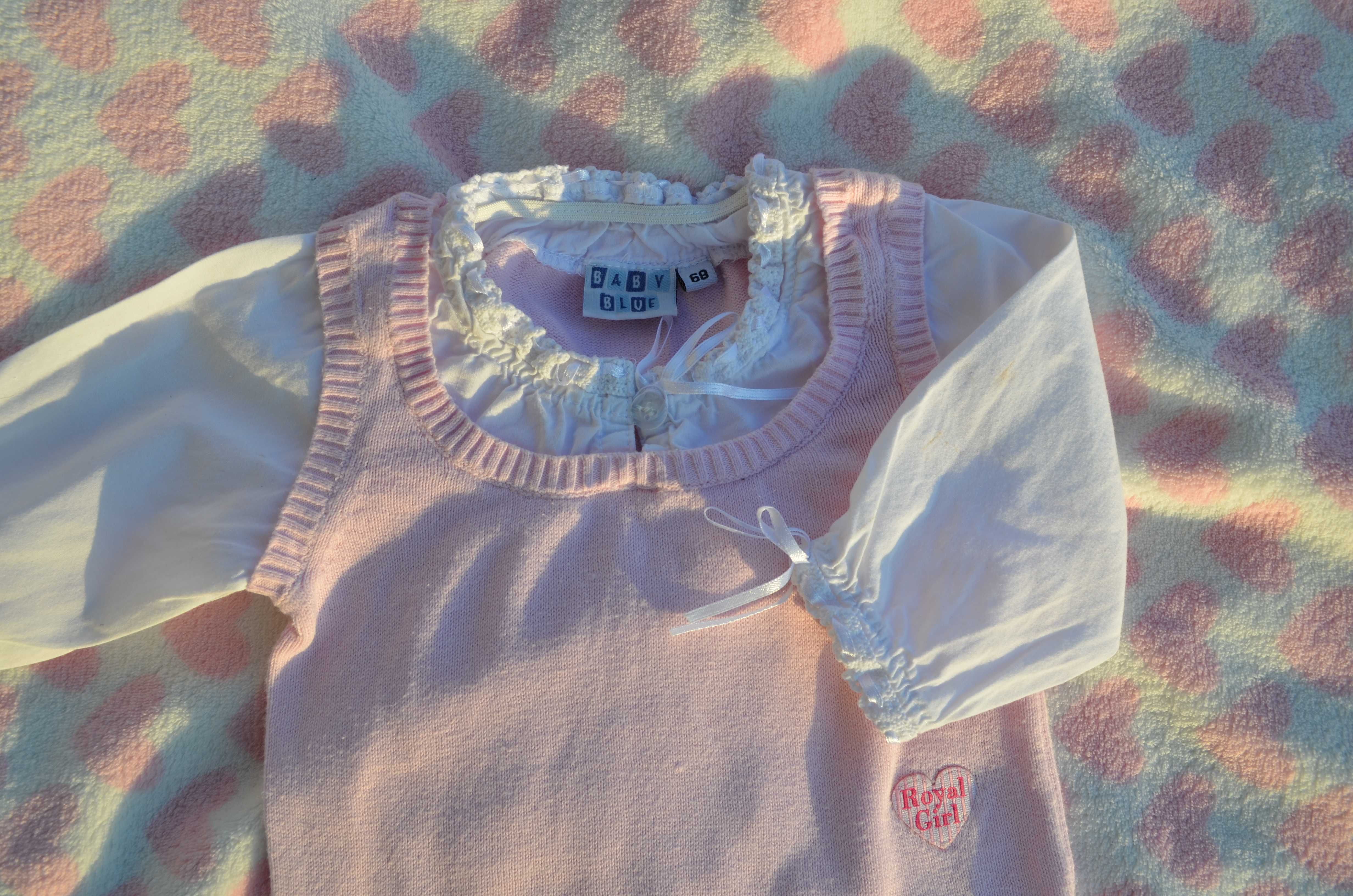 śliczna bluzeczka z kamizelką, 3-6m, r.68 m-ki Baby Blue stan  idealny