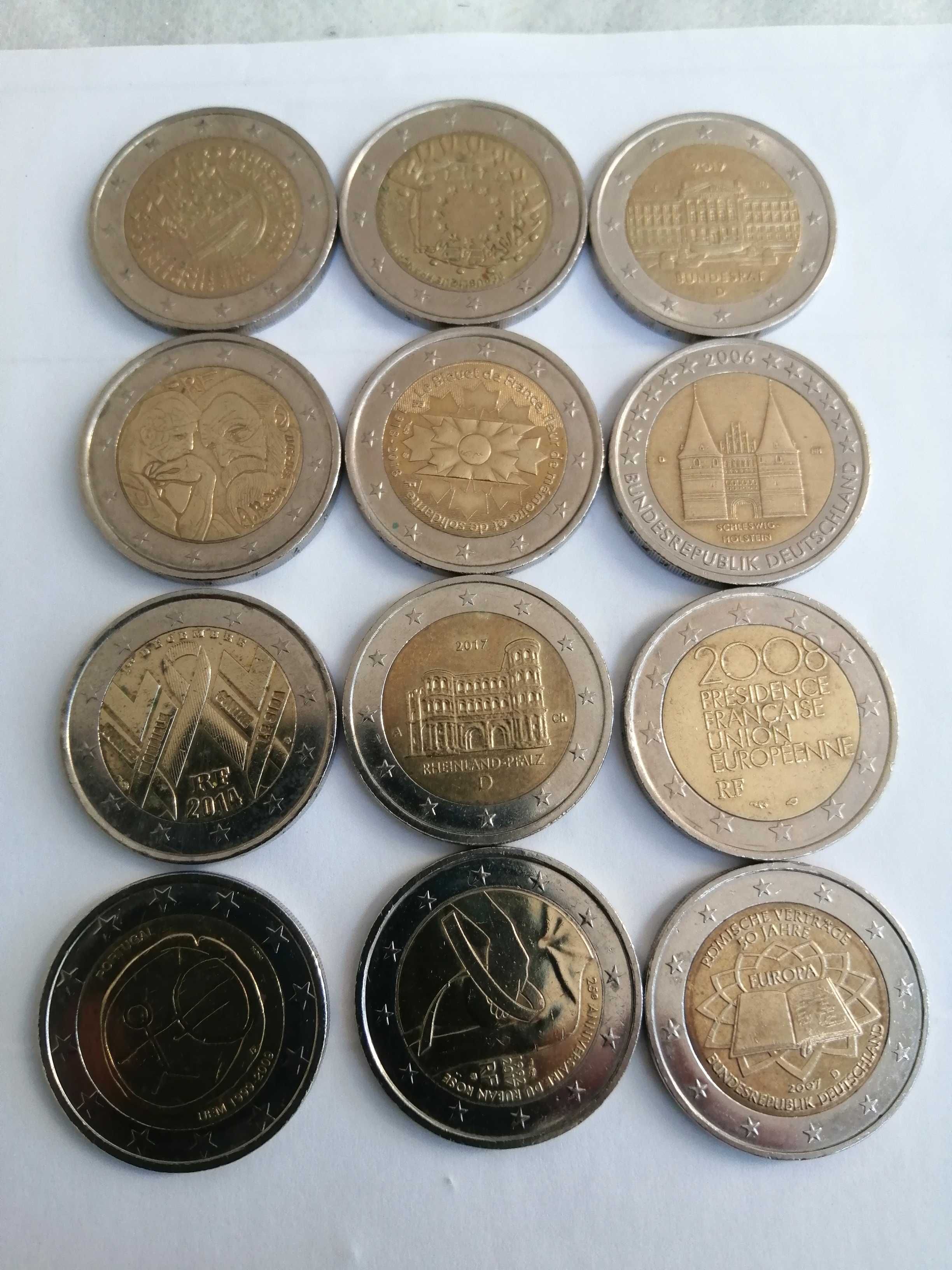 12 moedas de 2 euros, diversos países