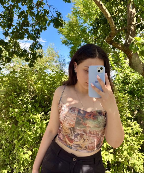 Сітчастий топ з принтом від PLT