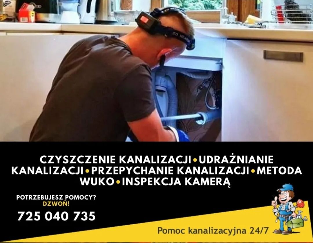 Hydraulik #Udrażnianie Rur przepychanie  kanalizacij .Wuko kamera TV