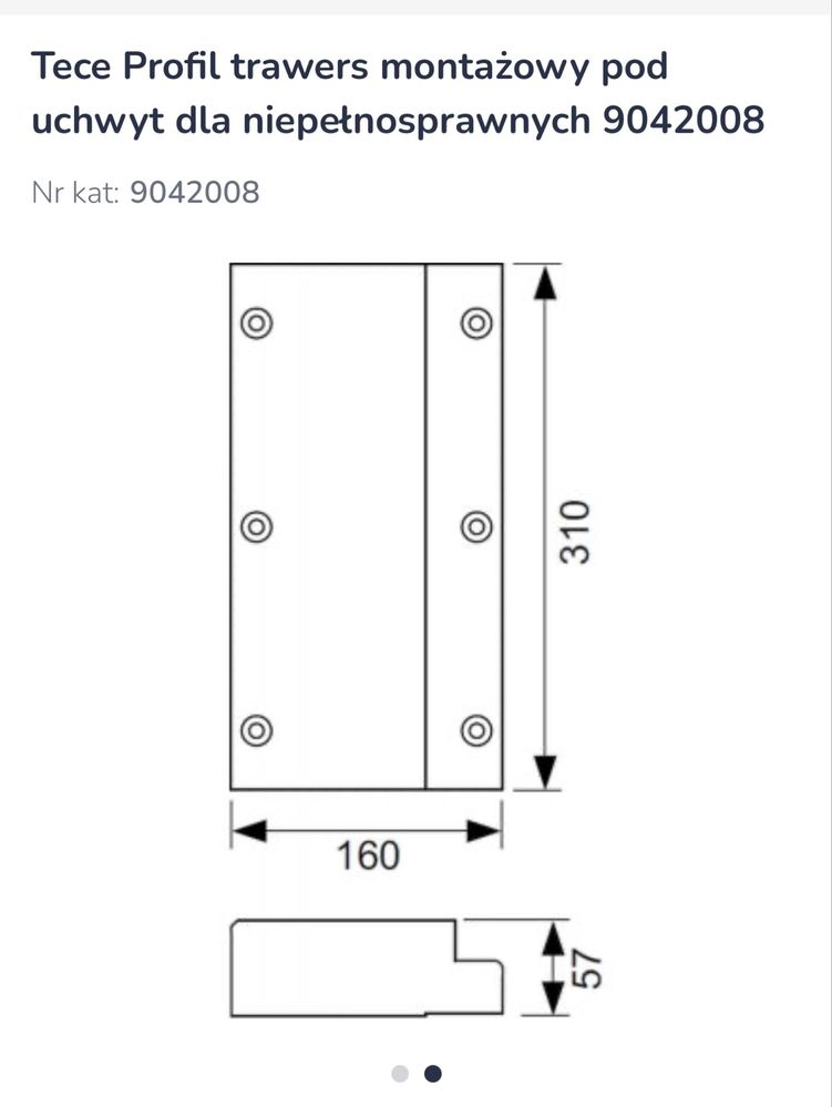 Tece Profil trawers montażowy pod uchwyt