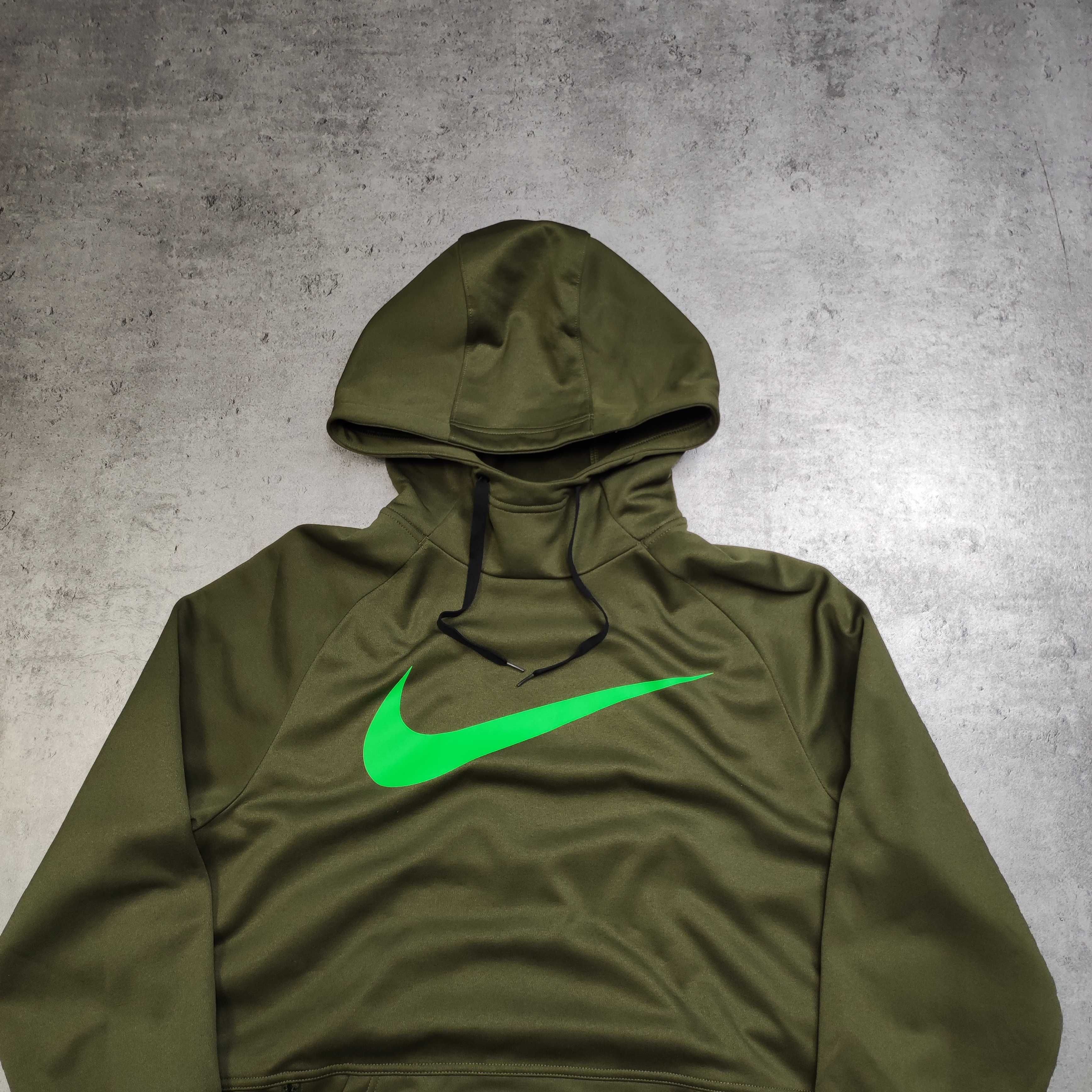 MĘSKA Bluza Casual z Kapturem Hoodie Dri-Fit Nike Khaki Zieleń Sport