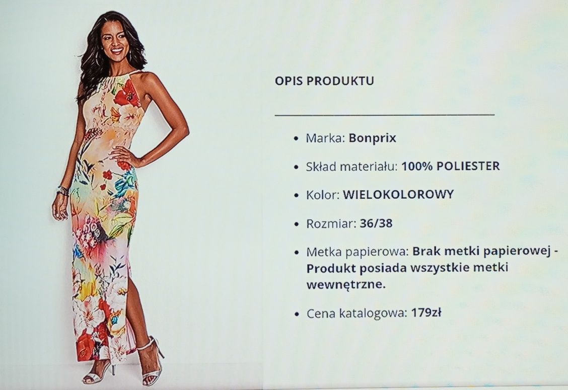 NOWA suknia maxi w kwiaty wesele impreza r. 36/38 BODYFLIRT boutique