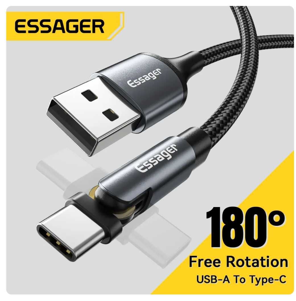 Кабель Essager USB-Type-C 2м 3А Швидка зарядка Передача даних