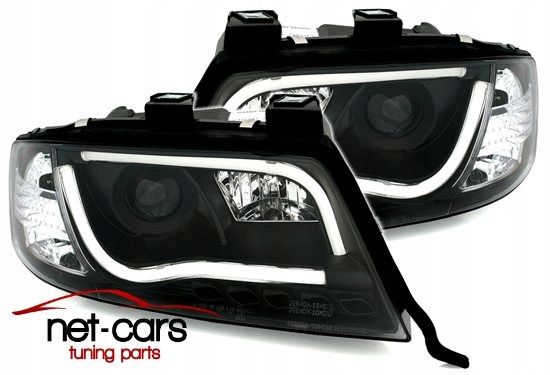 Reflektory Lampy przód AUDI A6 C5 01- TUBE LIGHTS NEON czarne