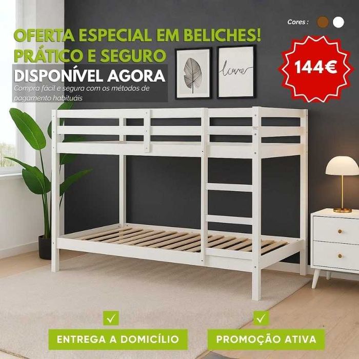 Liquidação de beliches de madeira e ferro, portes grátis,