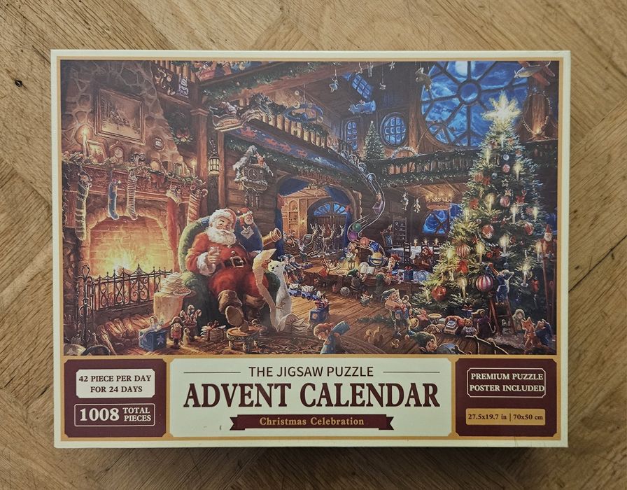 NOWY Kalendarz Adwentowy Puzzle Mikołaj 24x42 elementy Święta!