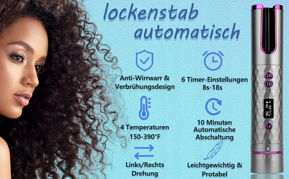 Lokówka BEAUTY Curly automatyczna bezprzewodowa Podróżna