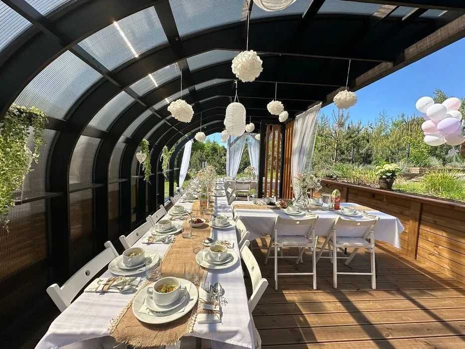 Konstrukcja drewniana- ogród zimowy, zadaszenie basenu, szklarnia