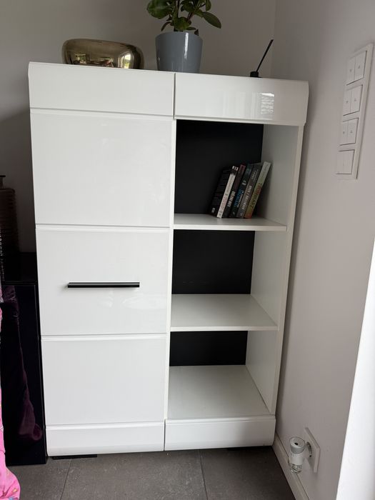 Komoda black red white biala polysk