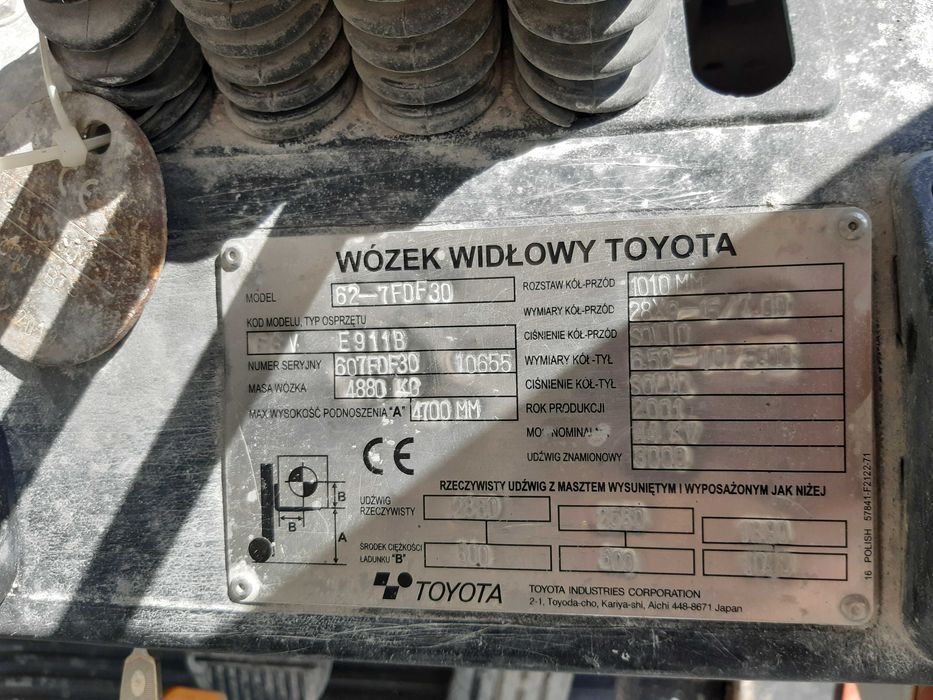 Wózek Toyota Typ TO/62-7FDF30 rok 2001