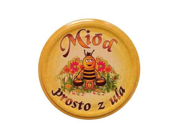 Zakrętki wieczka do słoików fi66 MIÓD GUCIO / 100 sztuk