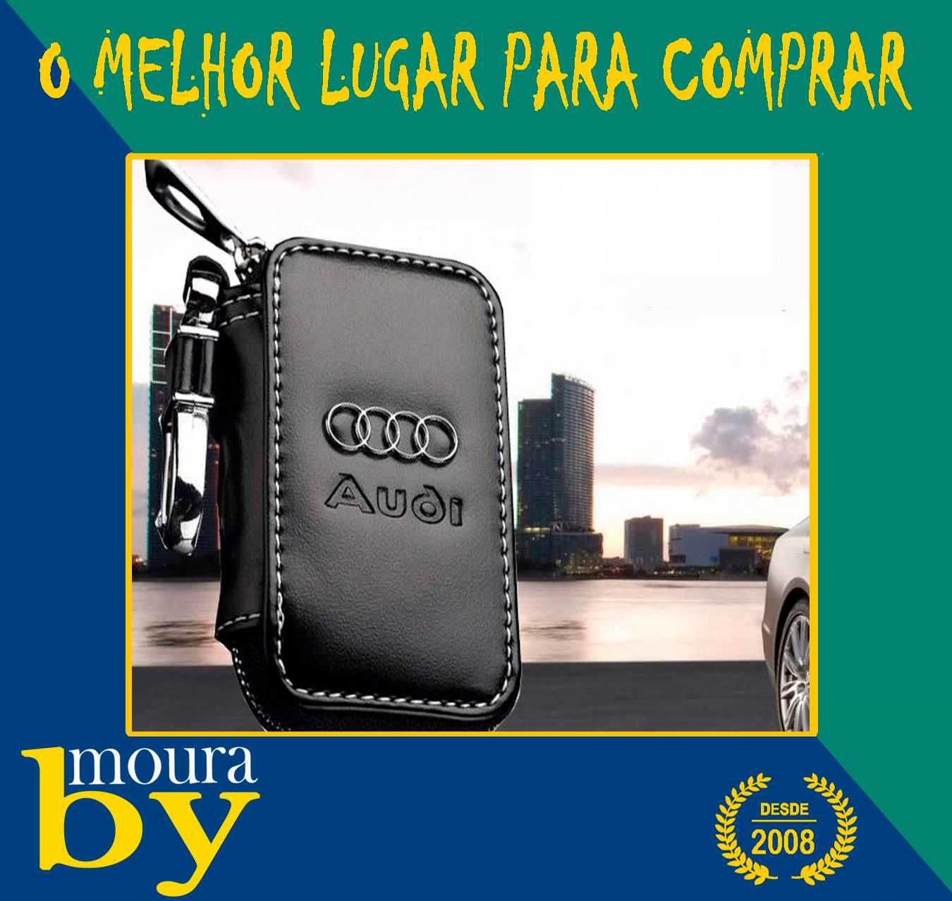 Bolsa Porta chaves para comando  Audi em Preto creme Vermelho riscado