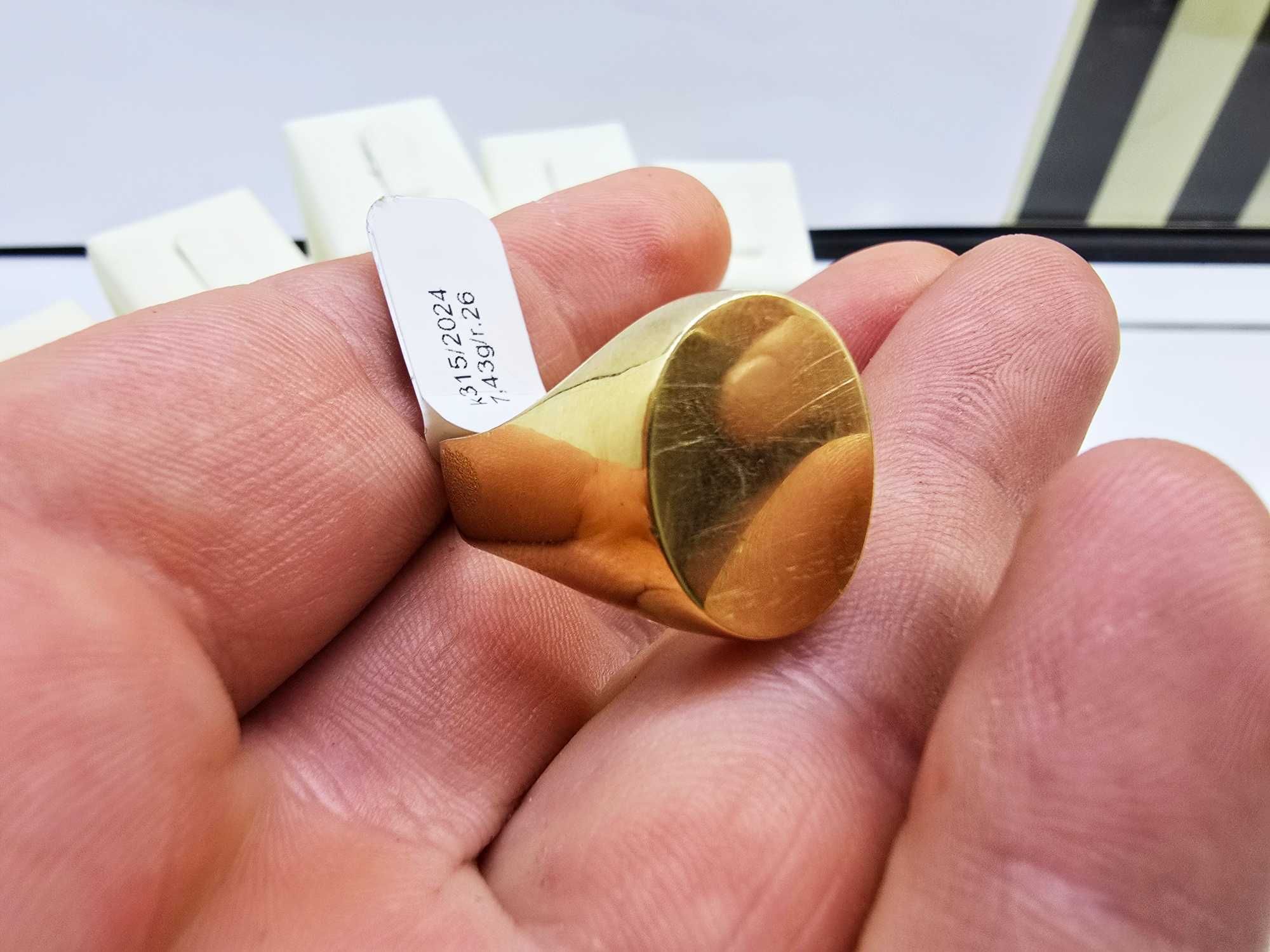 Pokaźny złoty męski SYGNET POD GRAWER |Plus Lombard