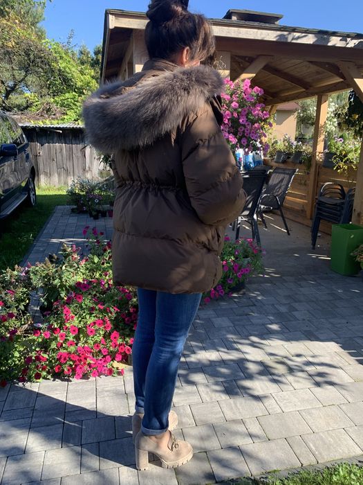 Kurtka puchowa z jenotem naturalnym