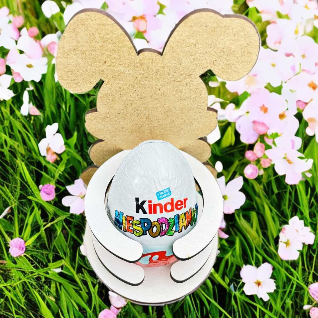 Zając na JAJKO Kinder pisankę Wielkanoc prezent dla Dzieci + imię
