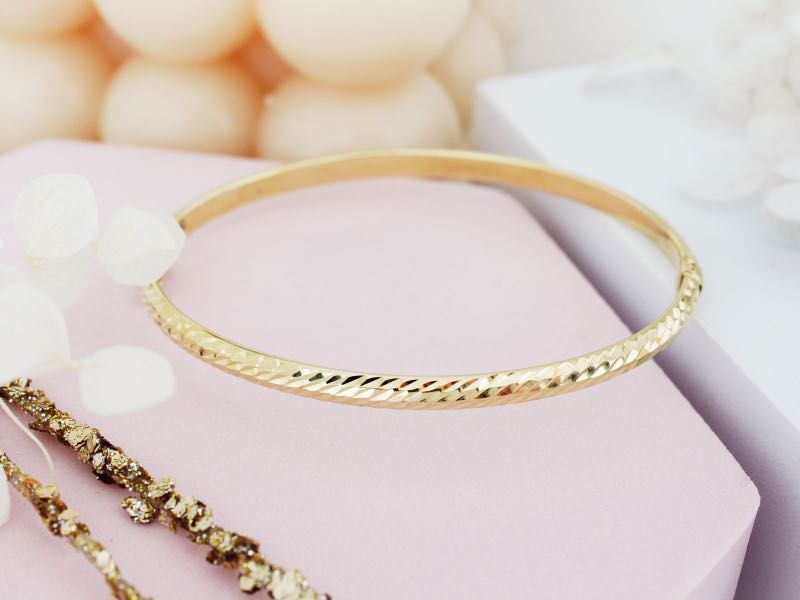 Nowa Bransoletka Złota sztywna Bangle Diamentowana próba 585. Sklep