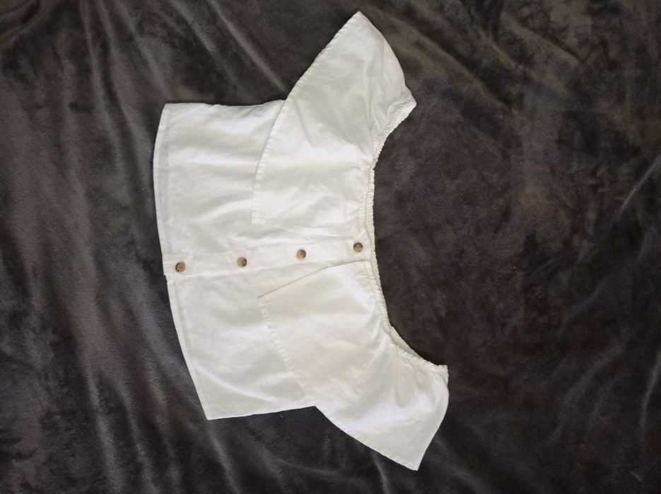 Biały top Rozmiar M 38 krótka bluzeczka na ramiona hiszpanka bluzka S