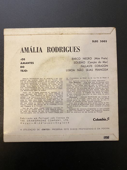 Vinil - Amália Rodrigues - Barco Negro - Lisboa não sejas Francesa