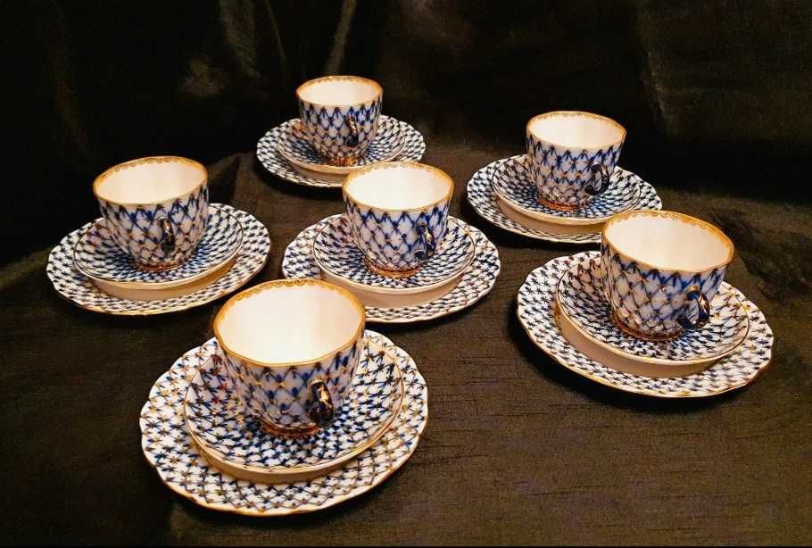 Filiżanki łomonosow siatka kobaltowa