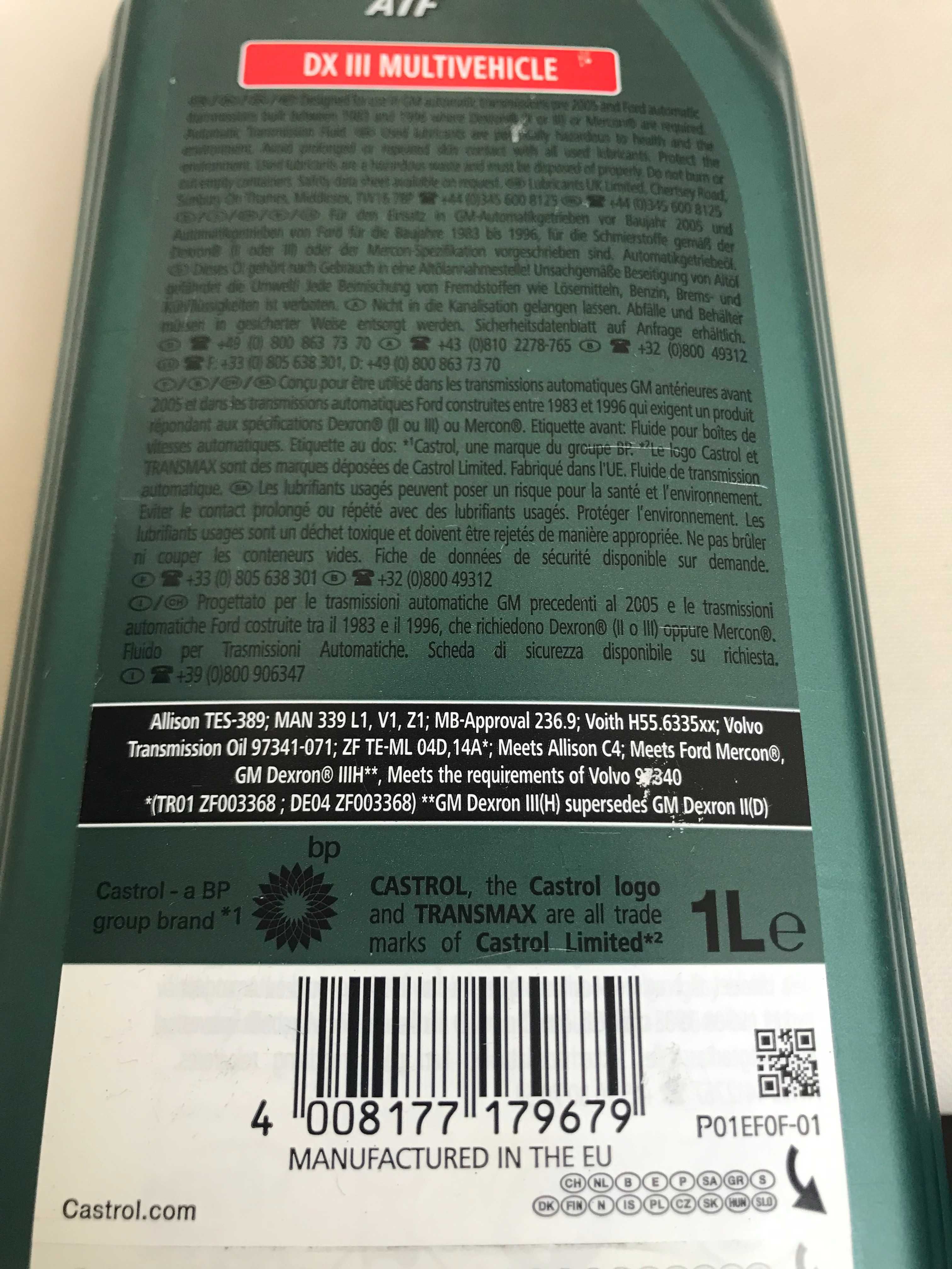 Olej Castrol ATF Dextron 5x1l automatyczne skrzynie biegów wspomaganie