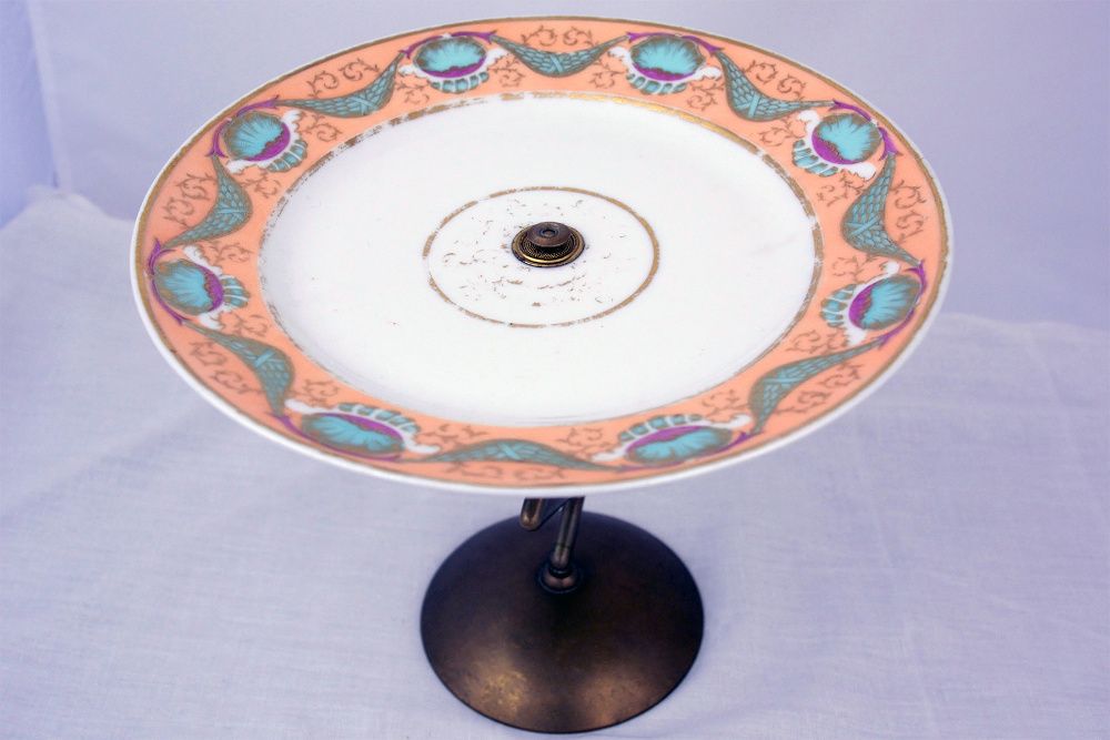 Patera owociera porcelana Dénuelle mosiądz