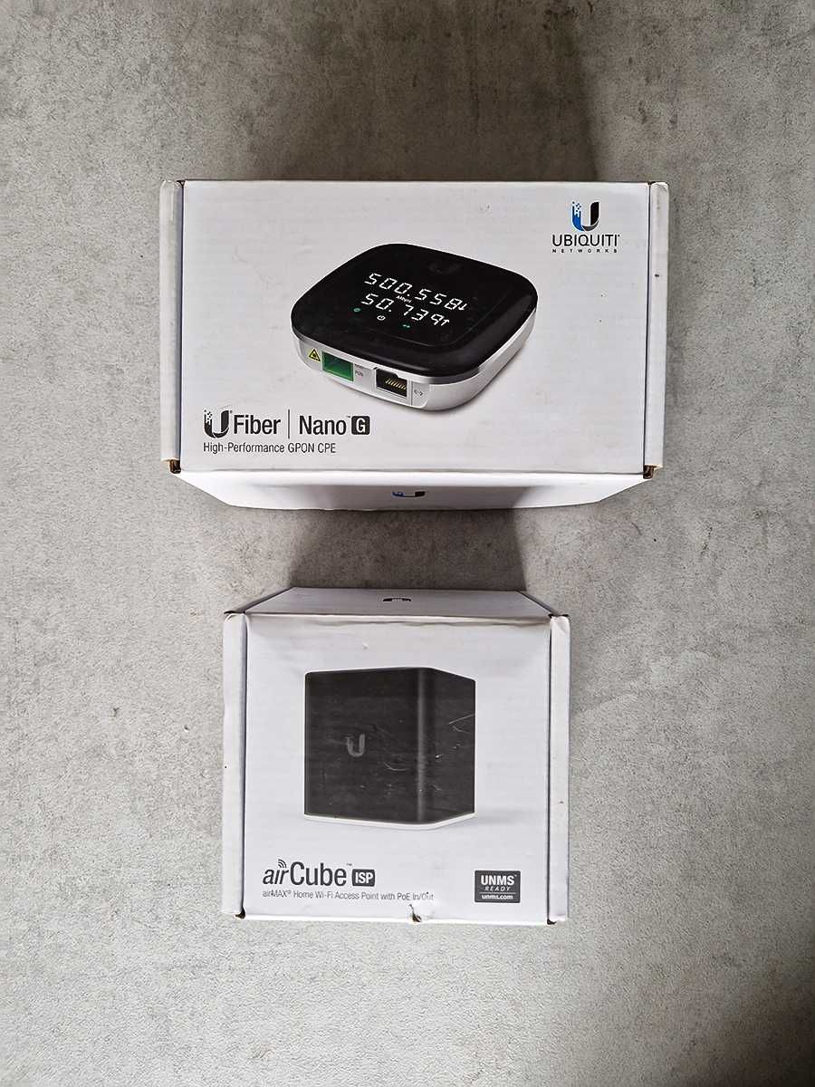 Punkt dostępu AirCube + konwerter UBIQUITI UFiber Nano G + akcesoria