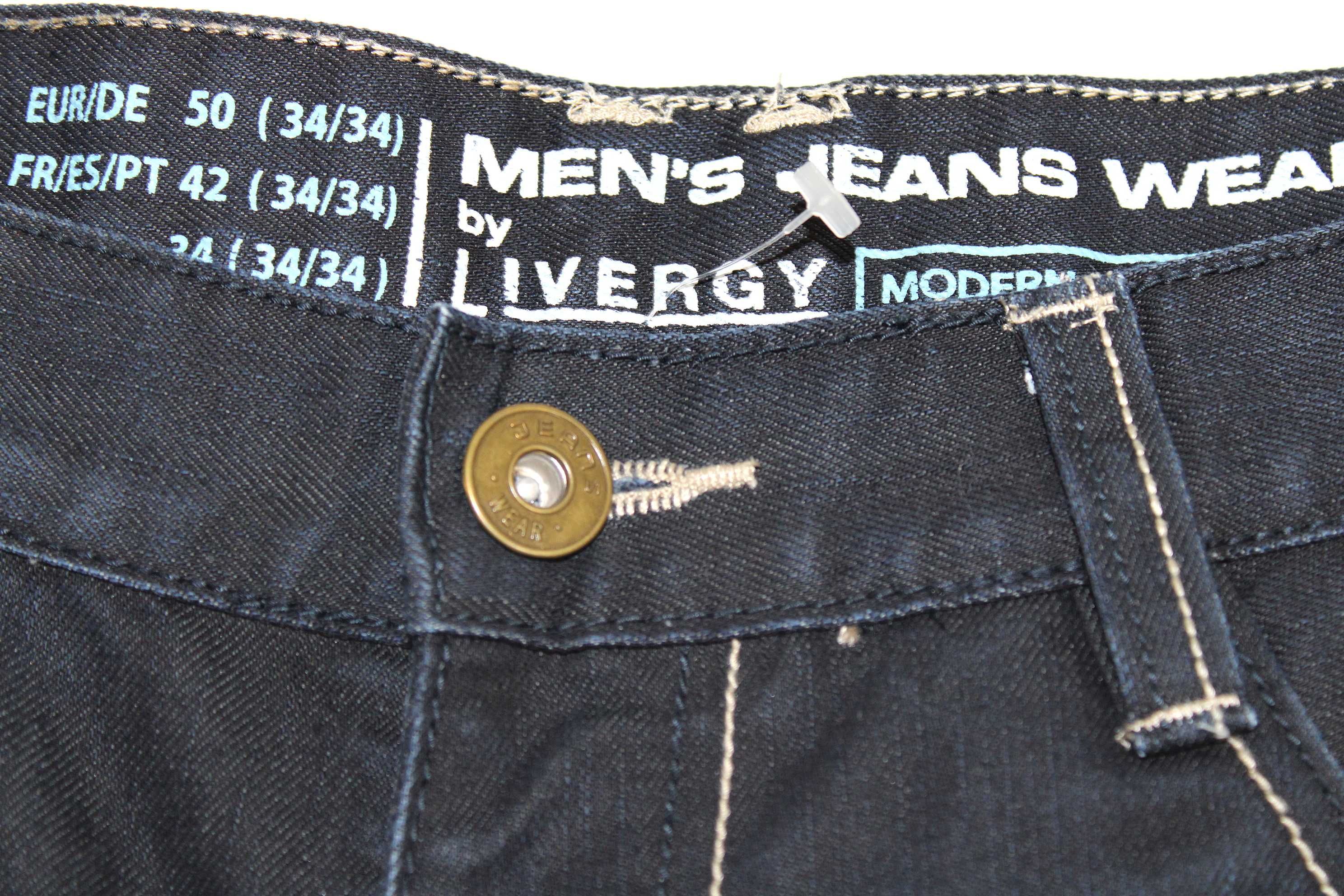 w7 LIVERGY Męskie Granatowe Proste Spodnie Jeans L