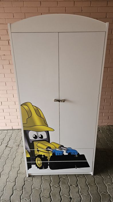 Meble szafa + łóżko - dziecięce motyw koparki