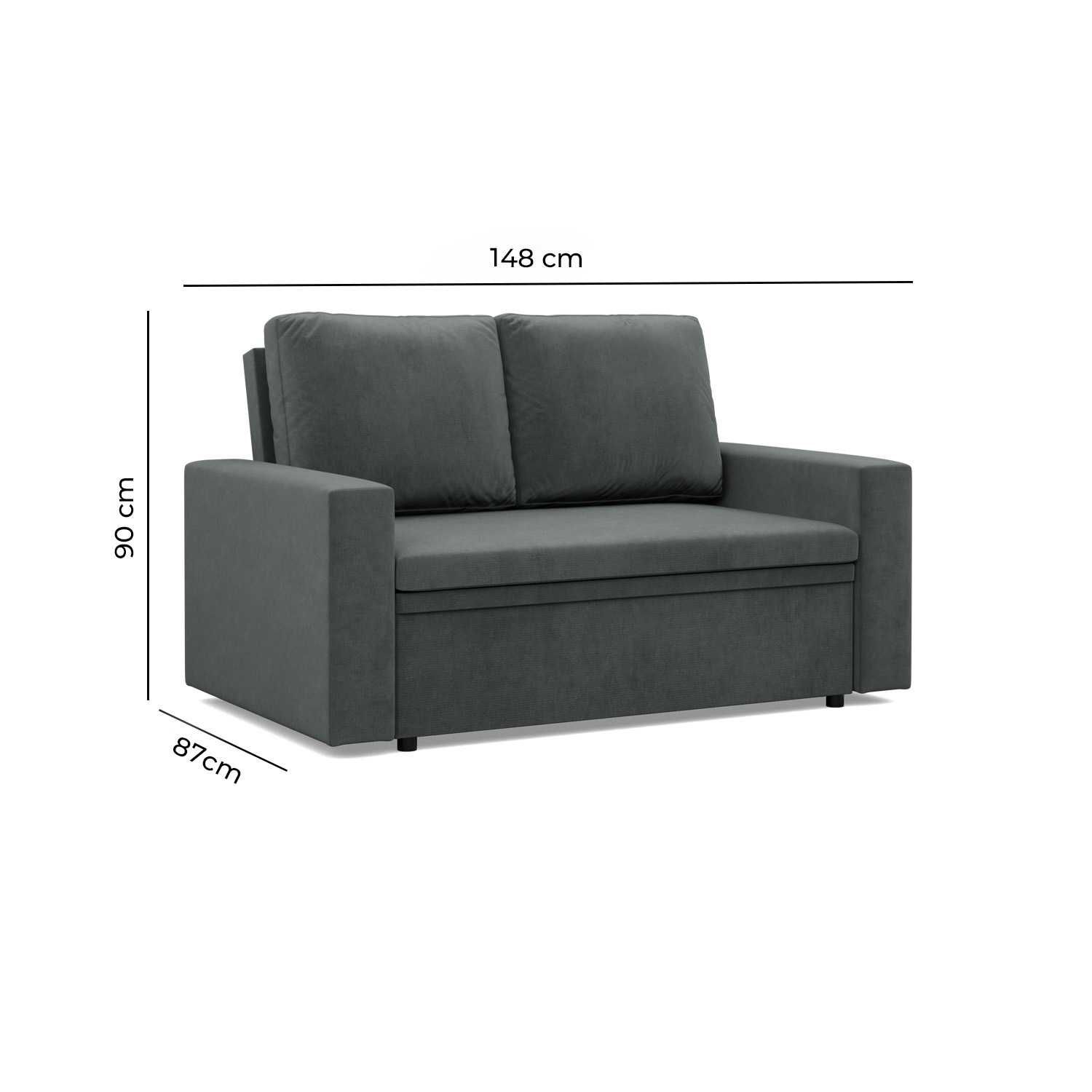 Sofa 2-osobowa z Funkcją Spania Rozkładana Pojemnik Funkcjonalna Neo