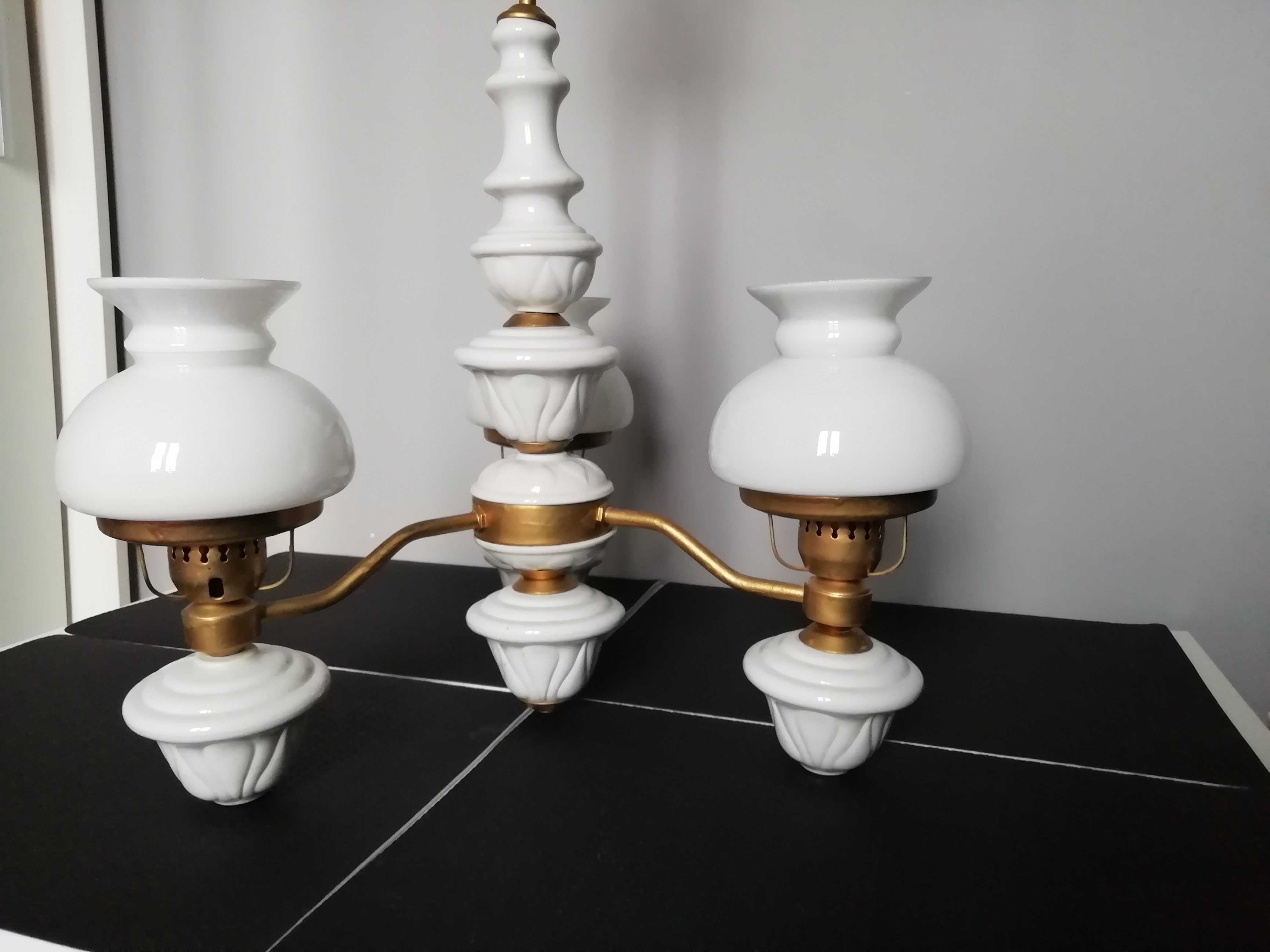 Żyrandol PRL porcelanowy