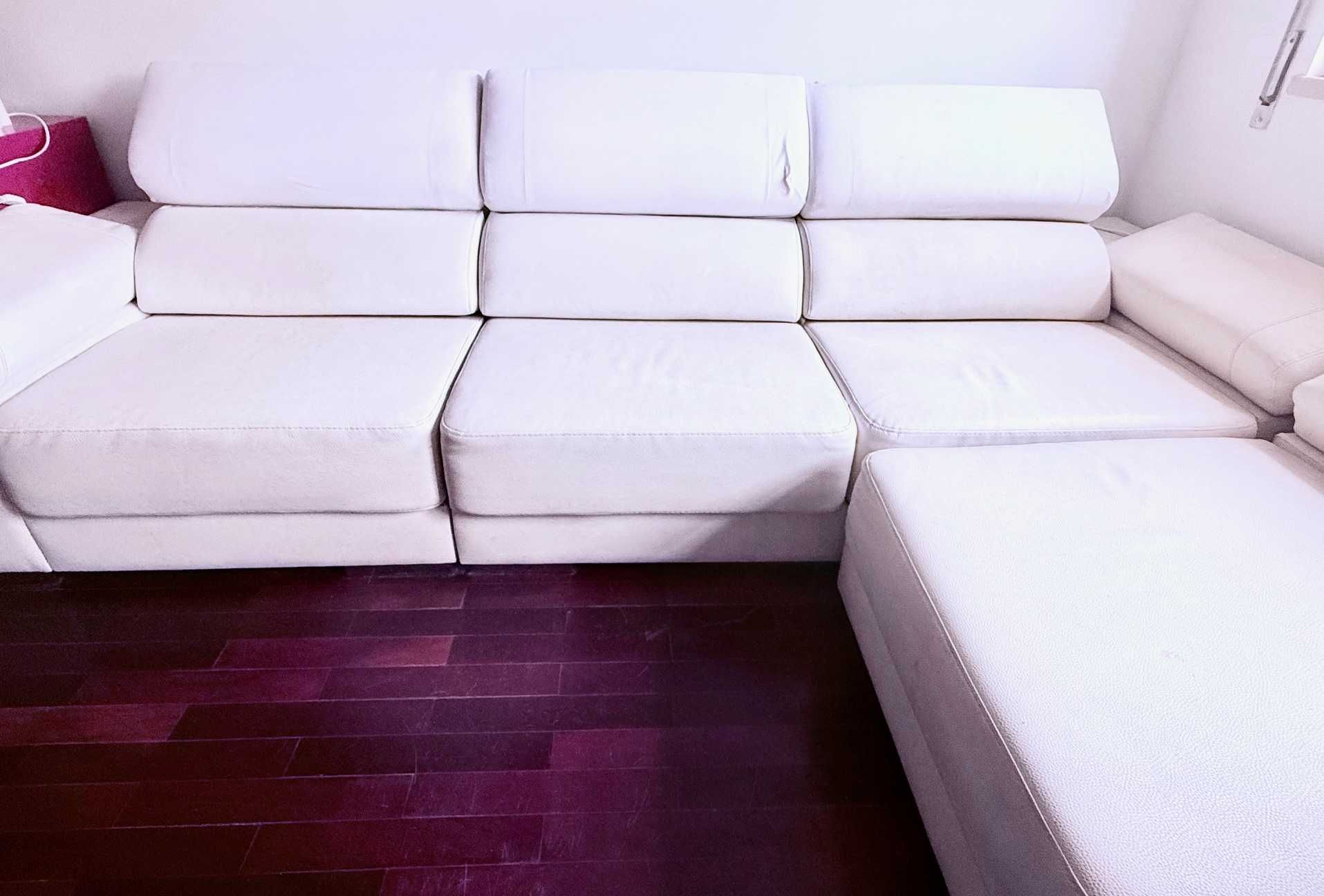 sofá 3 lugares + cadeirão chaise longue branco