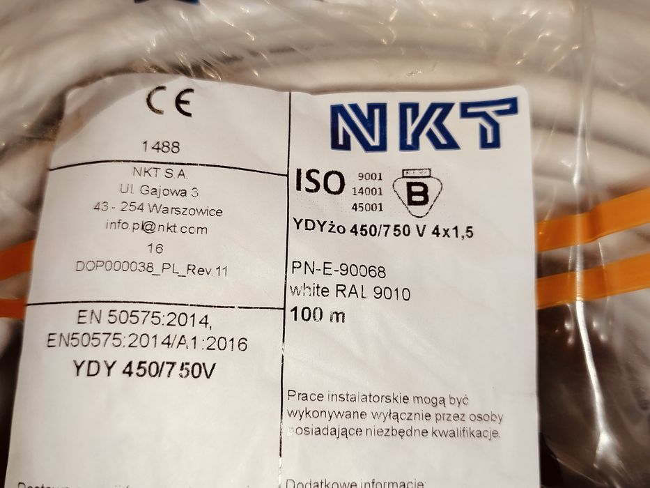 Przewód kabel 4x1,5mm² 100m okrągły