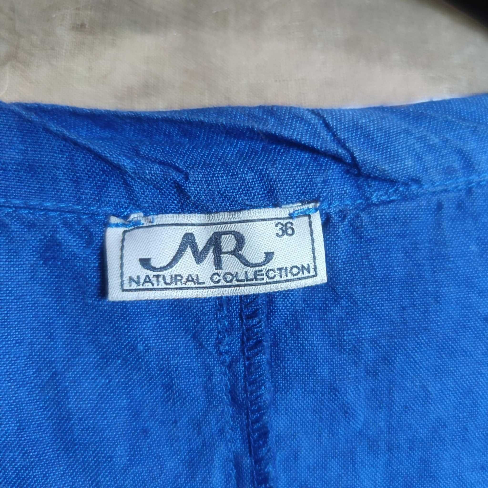 MR elegancka niebieska chaber sukienka lniana 100% r. 36 / S
