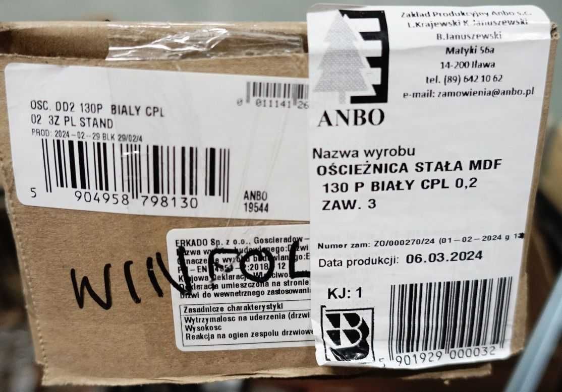 Drzwi wewnętrzne Erkado / ANBO Hania 3 100 + 30 Białe CPL 0,7