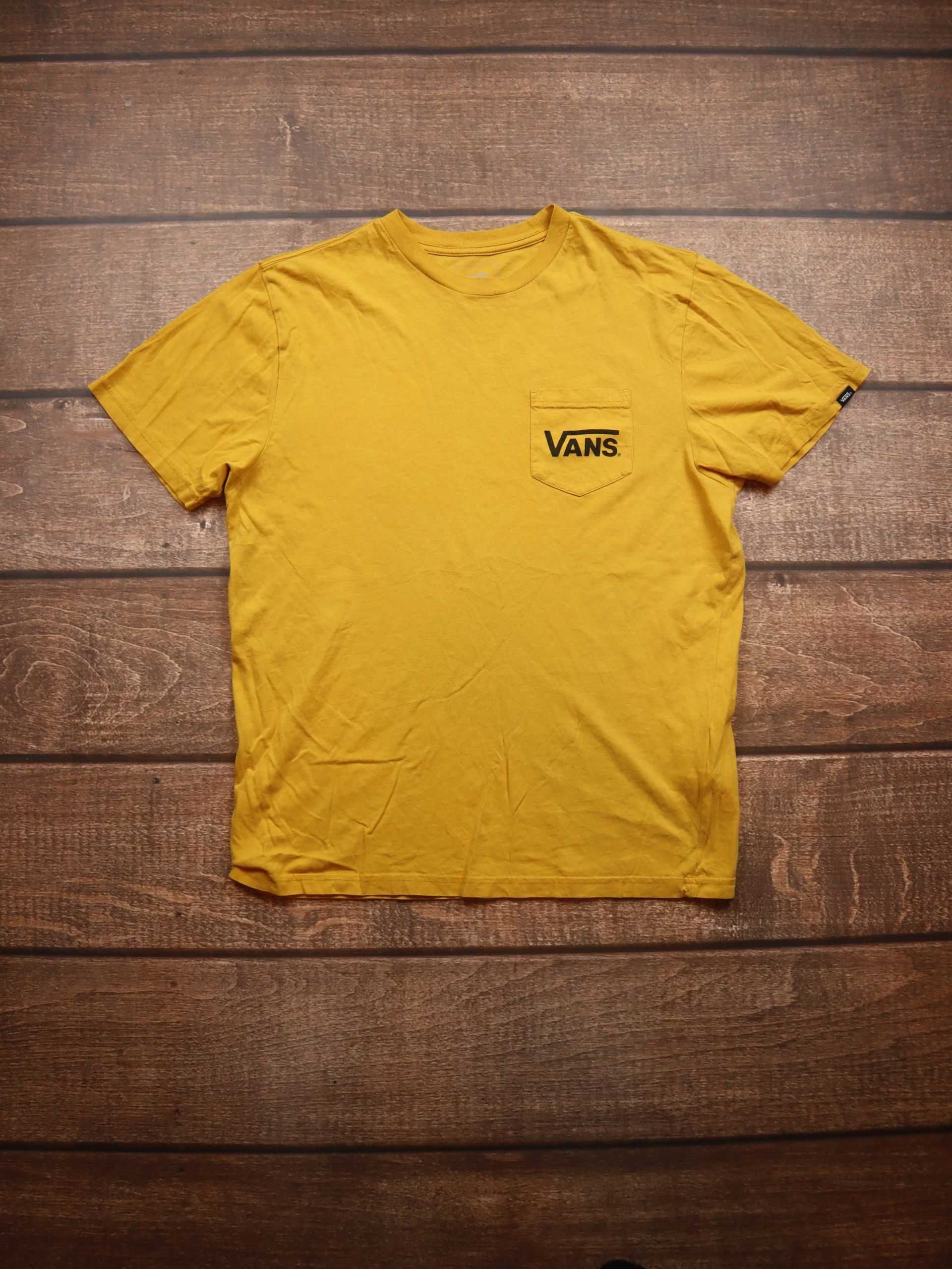 Vans Off the wall tshirt żółta koszulka z krótkim rękawem z czarnym