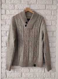 Sweter z wełną beżowy Ambrose C&A guziki 38 M