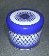 ŁOMONOSOW puszka pojemnik na herbatę siatka kobaltowa