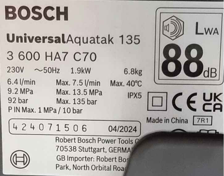 Myjka wysokociśnieniowa Bosch UniversalAquatak 135