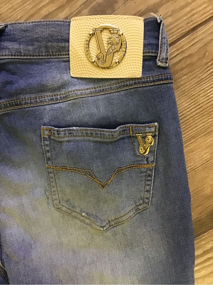 Штани рвані потерті версачі versace джинс джинсові унісекс