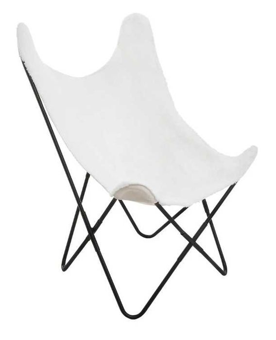 Cadeira Pelucia Branca com Pernas Pretas