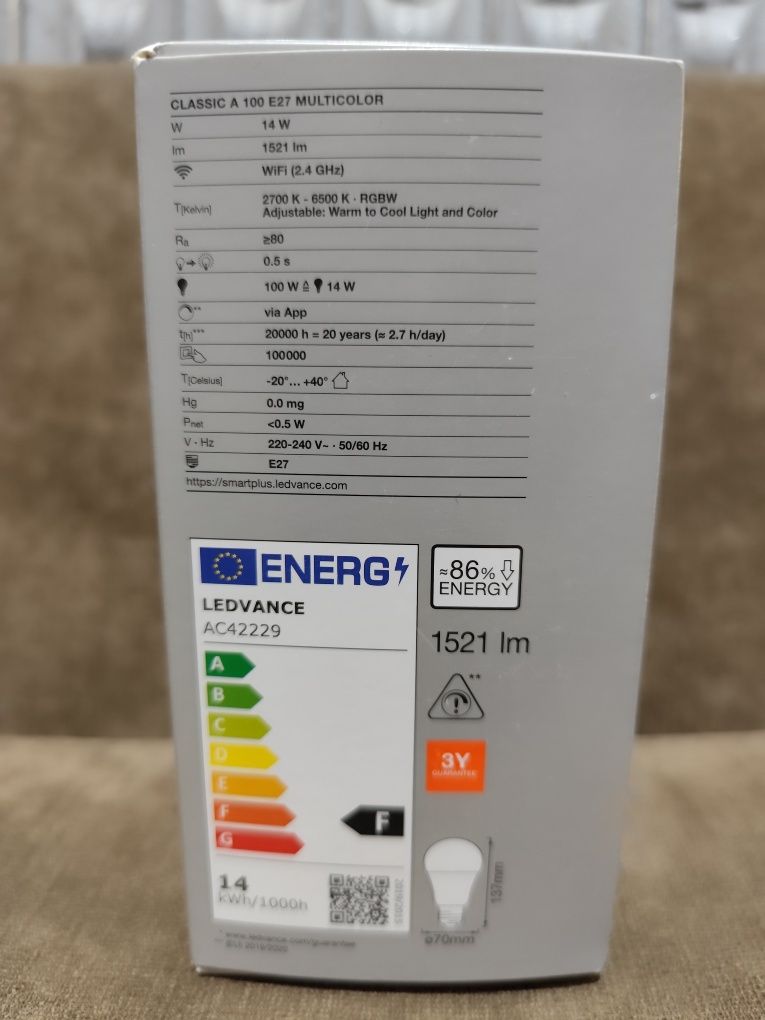 Ledvance Żarówka Led E27 14W = 100W Rgbw Wifi Bluetooth