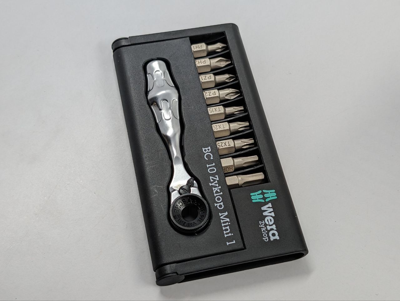 Тріскачка з набором біт, Wera Bit-Check 10 Wera Zyklop Mini BiTorsion