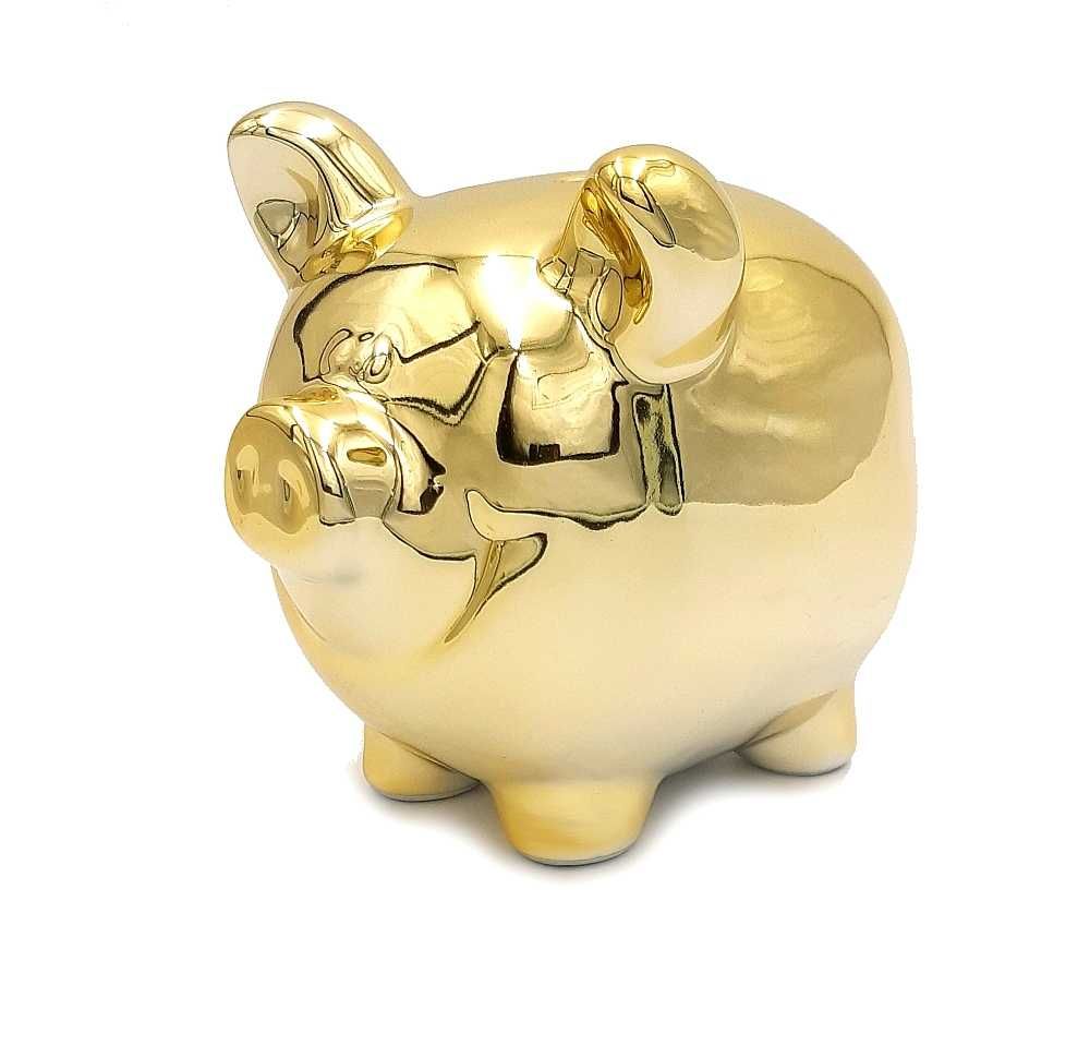 Skarbonka świnka ceramiczna lustrzana glamour srebrna złota nowa