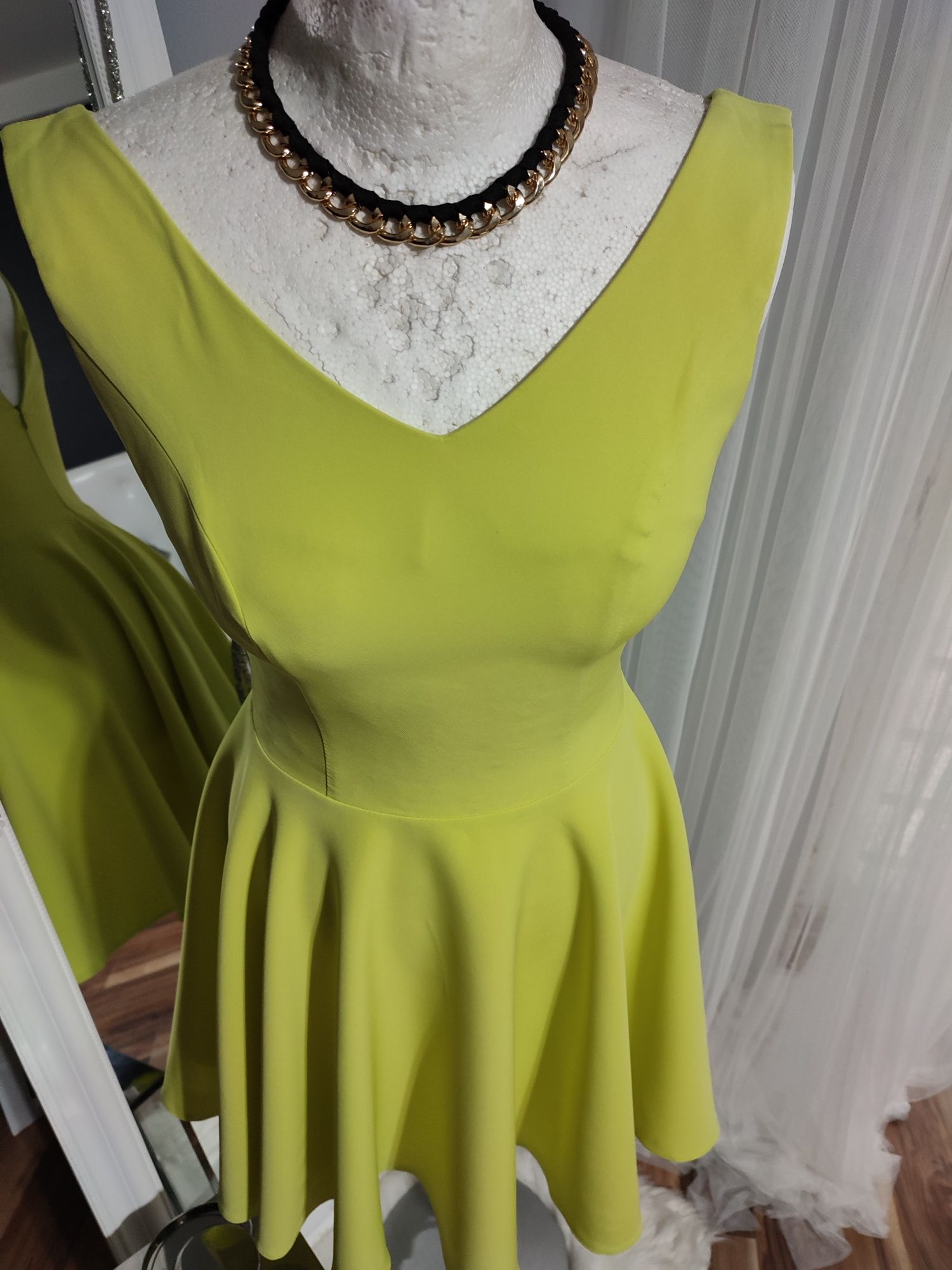 Limonkowa sukienka XS NOWA