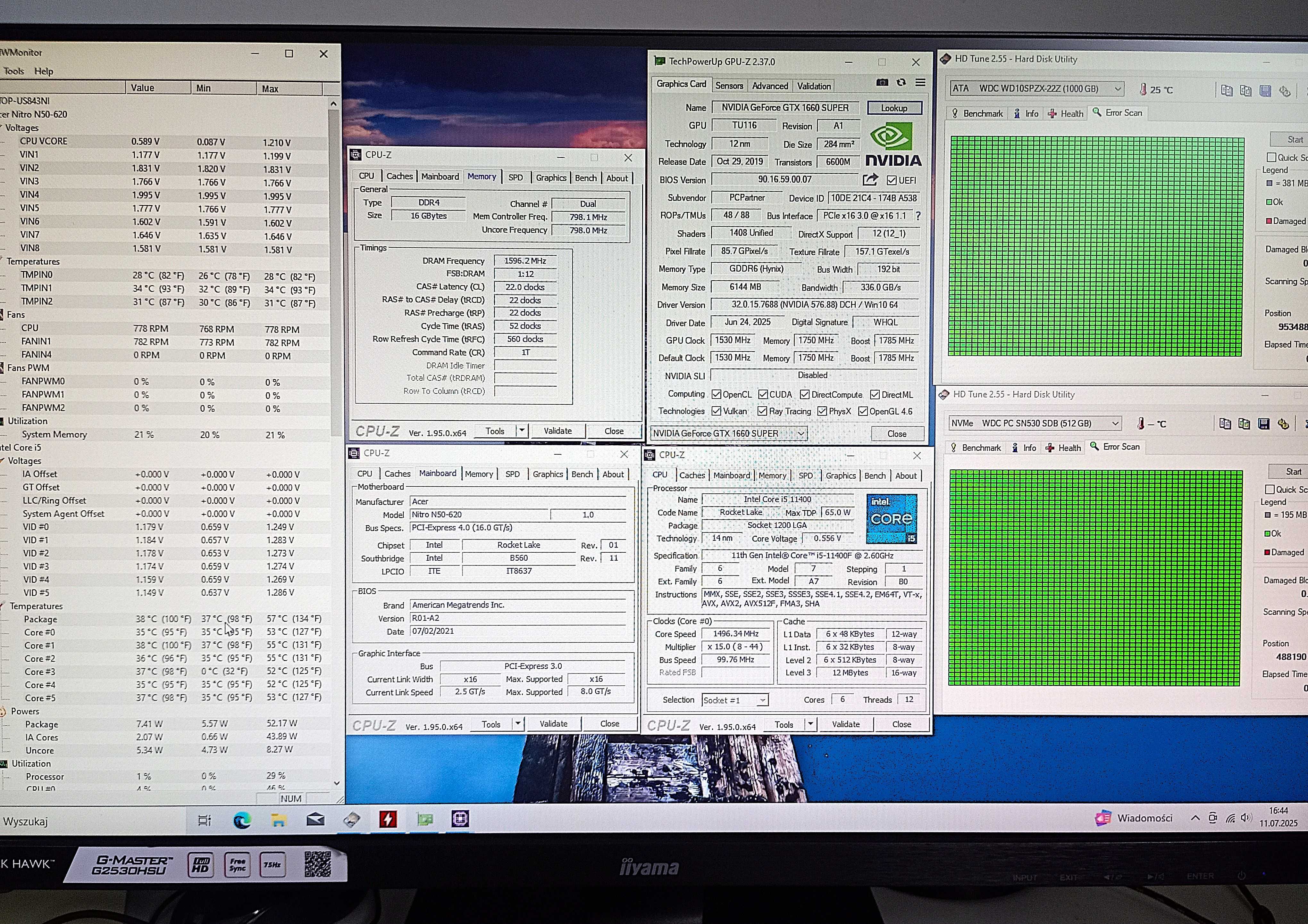 Gamingowy i5 11400 GTX 1660 Super 16Gb M2+HDD WiFi Win10