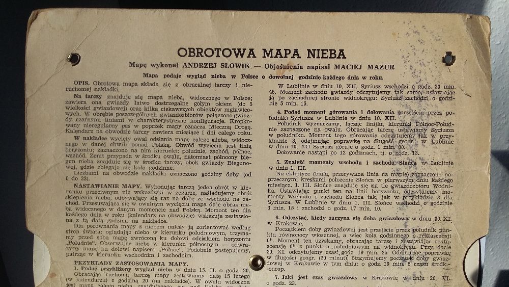 I wydanie, 1964r., PRL, PTMA Stara Obrotowa mapa nieba, kolekcjonerska